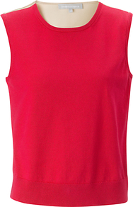 Viola Lace Trim Jumper, Electric Pink - sleeve style: sleeveless; style: standard; hip detail: fitted at hip; back detail: contrast pattern/fabric at back; predominant colour: true red; occasions: casual, evening, work; length: standard; fibres: cotton - 100%; fit: standard fit; neckline: crew; sleeve length: sleeveless; texture group: knits/crochet; trends: sporty redux; pattern type: knitted - fine stitch; pattern size: big & light; pattern: colourblock