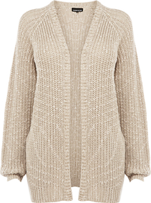 Oversized Batwing Cardigan, Mink - sleeve style: dolman/batwing; neckline: shawl; length: below the bottom; style: open front; predominant colour: stone; occasions: casual; fibres: acrylic - mix; fit: loose; hip detail: contrast fabric/print detail at hip; bust detail: contrast pattern/fabric/detail at bust; sleeve length: long sleeve; texture group: knits/crochet; pattern type: knitted - other; pattern size: small & light; pattern: patterned/print