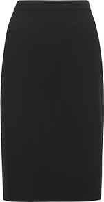 Flute Back Skirt, Black - pattern: plain; style: pencil; fit: tailored/fitted; waist: mid/regular rise; predominant colour: black; occasions: work; length: just above the knee; fibres: cashmere - 100%; texture group: crepes; pattern type: fabric; pattern size: standard