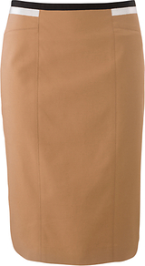 Astrid Skirt, Sand - length: below the knee; pattern: plain; style: pencil; fit: tailored/fitted; waist detail: embellishment at waist/feature waistband; waist: mid/regular rise; predominant colour: camel; secondary colour: black; occasions: evening, work; fibres: cotton - stretch; pattern type: fabric; texture group: woven light midweight