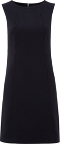 Bliss Dress, Navy - style: shift; fit: tailored/fitted; pattern: plain; sleeve style: sleeveless; predominant colour: black; occasions: evening, work, occasion; length: just above the knee; fibres: polyester/polyamide - mix; neckline: crew; sleeve length: sleeveless; pattern type: fabric; texture group: other - light to midweight