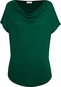 Cowl Neck Top, Green - neckline: cowl/draped neck; pattern: plain; predominant colour: dark green; occasions: casual, evening, work; length: standard; style: top; fibres: viscose/rayon - 100%; fit: body skimming; sleeve length: short sleeve; sleeve style: standard; pattern type: fabric; texture group: jersey - stretchy/drapey