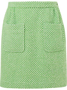 Patch Pocket Tweed Skirt, Bright Green - length: mid thigh; pattern: plain; style: straight; hip detail: front pockets at hip; waist: mid/regular rise; predominant colour: lime; occasions: work; fibres: acrylic - mix; fit: straight cut; pattern type: fabric; pattern size: small & busy; texture group: tweed - light/midweight