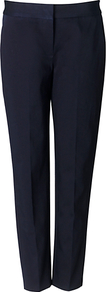 Hannah Trouser, Blue - length: standard; pattern: plain; pocket detail: small back pockets; waist: mid/regular rise; predominant colour: navy; occasions: evening, work; fibres: cotton - stretch; fit: straight leg; pattern type: fabric; texture group: other - light to midweight; style: standard