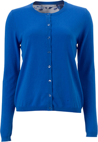 Lysanne Cardigan, Blue - neckline: round neck; pattern: plain; predominant colour: royal blue; occasions: casual, work; length: standard; style: standard; fibres: cotton - 100%; fit: standard fit; sleeve length: long sleeve; sleeve style: standard; texture group: knits/crochet; pattern type: knitted - fine stitch