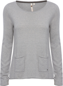 Mork Plain Top, Husky Grey - neckline: round neck; pattern: plain; style: t-shirt; predominant colour: light grey; occasions: casual, work; length: standard; fibres: viscose/rayon - stretch; fit: body skimming; sleeve length: long sleeve; sleeve style: standard; texture group: sheer fabrics/chiffon/organza etc.; pattern type: fabric; pattern size: standard