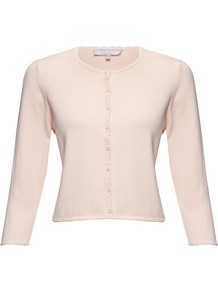 Coralee Cardigan, Candy - neckline: round neck; pattern: plain; length: cropped; predominant colour: blush; occasions: casual, work; style: standard; fibres: silk - mix; fit: slim fit; sleeve length: 3/4 length; sleeve style: standard; texture group: knits/crochet; pattern type: knitted - fine stitch