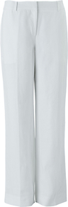 Erin Trousers, White - length: standard; pattern: plain; waist: mid/regular rise; predominant colour: white; occasions: casual, work; fibres: linen - mix; texture group: linen; fit: straight leg; pattern type: fabric; style: standard