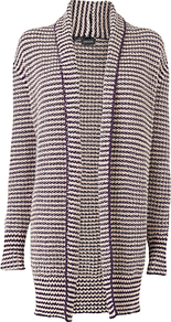 Textured Long Cardigan, Navy - pattern: horizontal stripes; neckline: collarless open; style: open front; predominant colour: navy; secondary colour: navy; occasions: casual, work; fibres: cotton - mix; fit: standard fit; length: mid thigh; sleeve length: long sleeve; sleeve style: standard; texture group: knits/crochet; pattern type: knitted - other; pattern size: standard