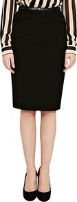 Celeste Longline Pencil Skirt, Black - pattern: plain; style: pencil; fit: tailored/fitted; waist: high rise; waist detail: belted waist/tie at waist/drawstring; predominant colour: black; occasions: evening, work; length: on the knee; fibres: polyester/polyamide - stretch; texture group: cotton feel fabrics; pattern type: fabric
