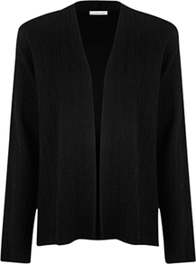 Textured Cardigan, Black - pattern: plain; neckline: collarless open; predominant colour: black; occasions: casual, work; length: standard; style: standard; fibres: viscose/rayon - stretch; fit: standard fit; sleeve length: long sleeve; sleeve style: standard; texture group: knits/crochet; pattern type: knitted - fine stitch