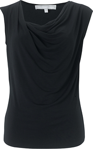Ariela Top, Black - neckline: cowl/draped neck; pattern: plain; sleeve style: sleeveless; bust detail: ruching/gathering/draping/layers/pintuck pleats at bust; predominant colour: black; occasions: casual, evening, work; length: standard; style: top; fibres: polyester/polyamide - stretch; fit: body skimming; sleeve length: sleeveless; pattern type: fabric; texture group: jersey - stretchy/drapey