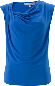 Ariela Top, Blue - neckline: cowl/draped neck; pattern: plain; sleeve style: sleeveless; bust detail: ruching/gathering/draping/layers/pintuck pleats at bust; predominant colour: diva blue; occasions: casual, evening, work, occasion; length: standard; style: top; fibres: polyester/polyamide - stretch; fit: body skimming; sleeve length: sleeveless; pattern type: fabric; texture group: jersey - stretchy/drapey