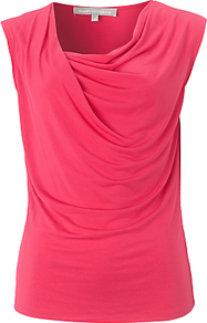 Ariela Top, Pink - neckline: cowl/draped neck; pattern: plain; sleeve style: sleeveless; bust detail: ruching/gathering/draping/layers/pintuck pleats at bust; predominant colour: coral; occasions: casual, evening, work, holiday; length: standard; style: top; fibres: polyester/polyamide - stretch; fit: body skimming; sleeve length: sleeveless; pattern type: fabric; texture group: jersey - stretchy/drapey