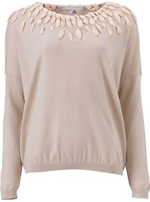 Dixie Jumper, Pink - neckline: round neck; pattern: plain; bust detail: added detail/embellishment at bust; style: standard; predominant colour: stone; occasions: casual, evening, work; length: standard; fibres: cotton - mix; fit: standard fit; shoulder detail: added shoulder detail; sleeve length: long sleeve; sleeve style: standard; pattern type: knitted - other; texture group: jersey - stretchy/drapey