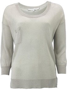 Dawn Jumper, Silver - neckline: round neck; pattern: plain; style: standard; predominant colour: silver; occasions: casual, work; length: standard; fibres: polyester/polyamide - mix; fit: standard fit; sleeve length: 3/4 length; sleeve style: standard; pattern type: fabric; texture group: jersey - stretchy/drapey
