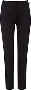 Brooke Trousers, Black - pattern: plain; style: peg leg; waist: mid/regular rise; predominant colour: black; occasions: evening, work; length: ankle length; fibres: cotton - stretch; fit: tapered; pattern type: fabric; texture group: woven light midweight