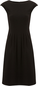 Robins Dress, Black - style: shift; sleeve style: capped; pattern: plain; waist detail: fitted waist; predominant colour: black; occasions: casual, evening; length: just above the knee; fit: body skimming; fibres: polyester/polyamide - stretch; neckline: crew; sleeve length: short sleeve; texture group: jersey - stretchy/drapey