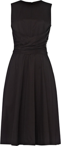 Twitchill Dress, Black - pattern: plain; sleeve style: sleeveless; style: full skirt; waist detail: fitted waist; predominant colour: black; occasions: evening, occasion; length: on the knee; fit: fitted at waist & bust; fibres: cotton - mix; neckline: crew; sleeve length: sleeveless; texture group: cotton feel fabrics