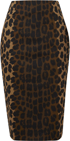 Hobbs Adeline Skirt, Black Multi - style: pencil; fit: body skimming; waist: high rise; secondary colour: tan; predominant colour: black; occasions: evening, work; length: on the knee; fibres: cotton - stretch; texture group: cotton feel fabrics; pattern type: fabric; pattern size: standard; pattern: animal print