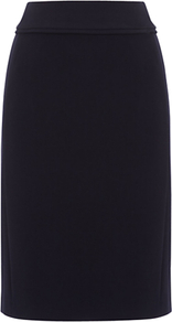 Olivia Skirt, Navy - pattern: plain; style: pencil; waist: mid/regular rise; predominant colour: navy; occasions: evening, work; length: just above the knee; fibres: polyester/polyamide - stretch; fit: straight cut; pattern type: fabric; texture group: woven light midweight