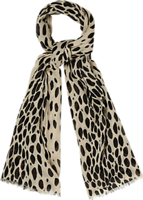 Animal Scarf, Ivory/Black - predominant colour: stone; secondary colour: black; occasions: casual, evening, work; type of pattern: standard; style: regular; size: standard; material: fabric; pattern: animal print