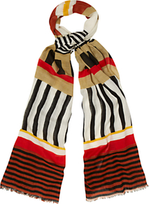 Tribal Scarf, Buter Multi - predominant colour: true red; secondary colour: black; occasions: casual, work; type of pattern: large; style: regular; size: large; material: fabric; pattern: patterned/print