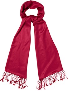 Celeste Scarf, Rose - predominant colour: hot pink; occasions: casual, evening, work, occasion, holiday; type of pattern: standard; style: regular; size: standard; material: fabric; embellishment: tassels; pattern: plain