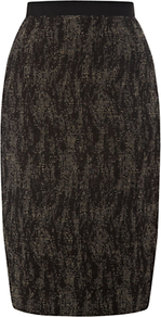 Alice Skirt, Black Neutral - style: pencil; fit: tailored/fitted; waist: high rise; predominant colour: charcoal; occasions: evening, work; length: just above the knee; fibres: cotton - mix; waist detail: narrow waistband; texture group: cotton feel fabrics; pattern type: fabric; pattern: patterned/print