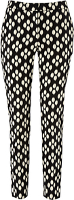 Victoria Trousers, Black/New Pebble - waist: mid/regular rise; secondary colour: white; predominant colour: black; occasions: casual, evening, occasion; length: ankle length; fibres: cotton - stretch; fit: skinny/tight leg; pattern type: fabric; pattern size: standard; pattern: patterned/print; texture group: woven light midweight; style: standard