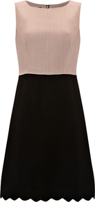 Aubrey Sleeveless Shift Dress, Black Blush - style: shift; fit: tailored/fitted; sleeve style: sleeveless; waist detail: fitted waist; predominant colour: nude; secondary colour: black; occasions: evening, occasion; length: just above the knee; fibres: viscose/rayon - 100%; neckline: crew; sleeve length: sleeveless; texture group: cotton feel fabrics; pattern: colourblock