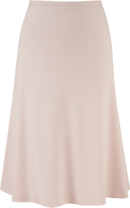 Moss Crepe Skirt, Shell Pink - pattern: plain; fit: body skimming; waist: mid/regular rise; predominant colour: blush; occasions: evening, work; length: just above the knee; style: fit & flare; fibres: polyester/polyamide - stretch; hip detail: soft pleats at hip/draping at hip/flared at hip; waist detail: narrow waistband; texture group: crepes; pattern type: fabric