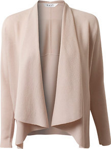 Ribbed Swing Cardigan, Limestone - pattern: plain; neckline: waterfall neck; style: open front; predominant colour: stone; occasions: casual; length: standard; fibres: wool - 100%; fit: standard fit; sleeve length: long sleeve; sleeve style: standard; texture group: knits/crochet; pattern type: knitted - other
