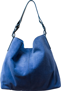 Suede Shopper Handbag, Regatta - predominant colour: royal blue; occasions: casual, occasion; type of pattern: standard; style: shoulder; length: shoulder (tucks under arm); size: standard; material: suede; pattern: plain; finish: plain
