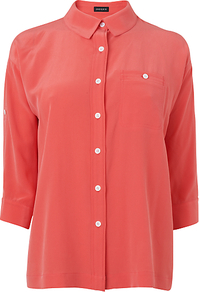 Roll Sleeve Washed Silk Blouse, Pale Pink - neckline: shirt collar/peter pan/zip with opening; pattern: plain; style: blouse; predominant colour: pink; occasions: casual, work; length: standard; fibres: silk - 100%; fit: straight cut; sleeve length: 3/4 length; sleeve style: standard; texture group: sheer fabrics/chiffon/organza etc.; pattern type: fabric; pattern size: standard