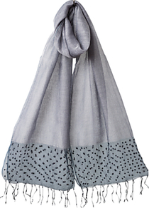 Organza Bead Border Scarf, Light Steel - predominant colour: light grey; occasions: casual; style: regular; size: standard; embellishment: beading; pattern: plain; material: tulle/sheer