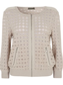 Lace Cardigan, Stone - neckline: round neck; pattern: plain; predominant colour: stone; occasions: casual; length: standard; style: standard; fibres: cotton - mix; fit: standard fit; sleeve length: long sleeve; sleeve style: standard; texture group: lace; pattern type: fabric; embellishment: lace
