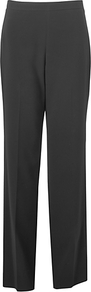 Flat Front Trousers, Black - pattern: plain; length: extra long; waist: mid/regular rise; predominant colour: black; occasions: evening, work; fit: straight leg; pattern type: fabric; texture group: woven light midweight; style: standard; fibres: viscose/rayon - mix