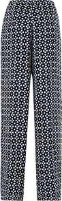 Embroidered Trousers, Navy - length: extra long; waist: mid/regular rise; secondary colour: white; predominant colour: navy; occasions: evening, occasion; fibres: viscose/rayon - 100%; trends: statement prints; fit: straight leg; pattern type: fabric; pattern size: small & busy; pattern: patterned/print; texture group: other - light to midweight; style: standard
