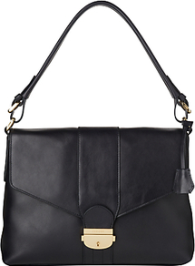 Fontaine Shoulder Bag, Navy - predominant colour: navy; occasions: casual, evening, work; type of pattern: standard; style: shoulder; length: shoulder (tucks under arm); size: standard; material: leather; pattern: plain; finish: plain