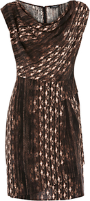 Navaho Printed Dress, Multi - neckline: cowl/draped neck; fit: fitted at waist; sleeve style: sleeveless; style: blouson; secondary colour: ivory; predominant colour: chocolate brown; occasions: evening, occasion; length: just above the knee; fibres: viscose/rayon - 100%; sleeve length: sleeveless; trends: statement prints; pattern type: fabric; pattern size: standard; pattern: patterned/print; texture group: jersey - stretchy/drapey