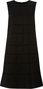 Conway Dress, Black - style: shift; pattern: plain; sleeve style: sleeveless; predominant colour: black; occasions: evening, work, occasion; length: just above the knee; fit: soft a-line; fibres: linen - 100%; neckline: crew; sleeve length: sleeveless; texture group: linen; pattern type: fabric