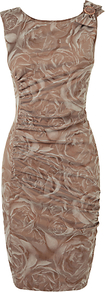 Madison Stretch Jacquard Dress, Praline - style: shift; neckline: round neck; fit: tailored/fitted; sleeve style: sleeveless; predominant colour: taupe; occasions: evening, occasion; length: just above the knee; fibres: polyester/polyamide - stretch; shoulder detail: added shoulder detail; sleeve length: sleeveless; trends: high impact florals; pattern type: fabric; pattern size: big & busy; pattern: florals; texture group: other - light to midweight