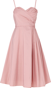 Concerto Dress, Dusty Pink - sleeve style: spaghetti straps; fit: fitted at waist; pattern: plain; style: full skirt; neckline: sweetheart; predominant colour: blush; occasions: evening, occasion; length: just above the knee; fibres: polyester/polyamide - 100%; sleeve length: sleeveless; texture group: sheer fabrics/chiffon/organza etc.; trends: volume; pattern type: fabric