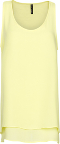 Double Layer Sheer Top, Apple - pattern: plain; sleeve style: sleeveless; length: below the bottom; predominant colour: primrose yellow; occasions: casual; style: top; neckline: scoop; fibres: polyester/polyamide - 100%; fit: straight cut; sleeve length: sleeveless; texture group: silky - light; pattern type: fabric