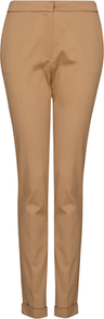 Tailored Cropped Trousers, Camel - pattern: plain; pocket detail: small back pockets, pockets at the sides; waist: mid/regular rise; predominant colour: camel; occasions: evening, work, holiday; length: ankle length; fibres: cotton - stretch; hip detail: fitted at hip (bottoms); waist detail: narrow waistband; jeans & bottoms detail: turn ups; fit: slim leg; pattern type: fabric; texture group: other - light to midweight; style: standard