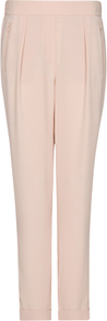 Tapered Trousers, Nude - length: standard; pattern: plain; style: peg leg; pocket detail: pockets at the sides; waist: mid/regular rise; predominant colour: nude; occasions: evening, work, occasion; fibres: polyester/polyamide - 100%; hip detail: front pleats at hip level; texture group: silky - light; fit: tapered; pattern type: fabric