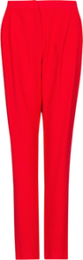 Tapered Pleated Trousers, Red - pattern: plain; pocket detail: small back pockets, pockets at the sides; style: peg leg; waist: mid/regular rise; predominant colour: true red; occasions: casual, evening, work, holiday; length: ankle length; fibres: viscose/rayon - 100%; hip detail: front pleats at hip level; waist detail: narrow waistband; texture group: cotton feel fabrics; fit: tapered; pattern type: fabric; pattern size: standard