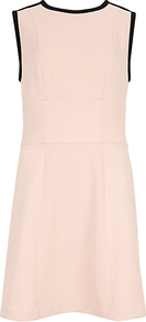 Contrast Sleeveless Dress, Pale Pink - style: shift; length: mid thigh; sleeve style: sleeveless; shoulder detail: contrast pattern/fabric at shoulder; predominant colour: blush; secondary colour: black; occasions: casual, work, occasion; fit: soft a-line; fibres: polyester/polyamide - stretch; neckline: crew; back detail: embellishment at back; sleeve length: sleeveless; pattern type: fabric; pattern size: small & light; pattern: colourblock; texture group: jersey - stretchy/drapey