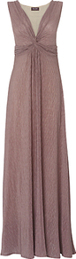 Tara Twist Maxi Dress, Mole - style: empire line; neckline: low v-neck; fit: empire; pattern: plain; sleeve style: sleeveless; predominant colour: taupe; occasions: evening; length: floor length; fibres: polyester/polyamide - mix; hip detail: soft pleats at hip/draping at hip/flared at hip; sleeve length: sleeveless; texture group: sheer fabrics/chiffon/organza etc.; pattern type: fabric